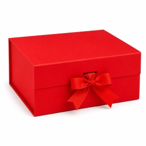 Cutie Cadou 21x21x8 cm, cu Fundă Decorativă, Elegantă, Roșu, KRM113-39
