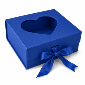 Cutie Cadou Premium 20x18x8 cm cu Fereastră Inimă și Fundă Satinată, , Culori Diverse KRM5193 - Img 3