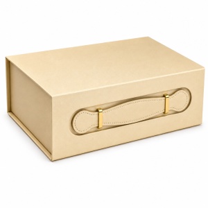 Cutie Cadou Premium Pliabilă 24x18x8 cm cu Închidere Magnetică, Mâner Decorativ și Accesorii Aurii, Carton Rigid Luxury – KRM5198 - Img 2
