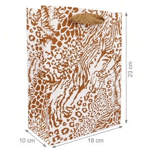 Pungă Cadou 18x10x23 cm din Carton Premium cu Șnur Textil, Model Animal Print, Set 12 Bucăți, Pungi Cadou Elegante Angro KRM5351.T2 - Img 2