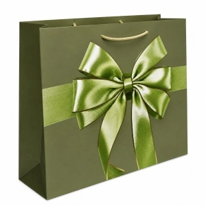 Pungi Cadou Premium - 60 x 40 x 22 cm - Mari din Carton Gros cu Fund Dublu, Set 12 Bucăți, 4 Modele Elegante cu Fundă Satinată, Mânere Textile Rezistente - KRMP075.FUNDA - Img 3