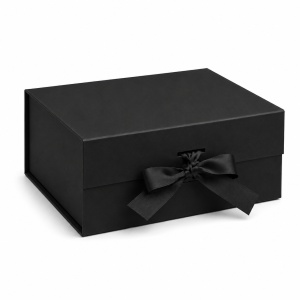 Cutie Cadou 21x21x8 cm, cu Fundă Decorativă, Elegantă, Negru, KRM113-38