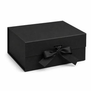 Cutie Cadou 21x21x8 cm, cu Fundă Decorativă, Elegantă, Negru, KRM113-38