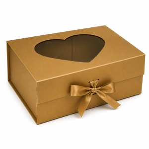 Cutie Cadou 31,5x24,5x12 cm Pliabilă cu Geam Inimă, Carton tare, Calitate Premium KRM5195