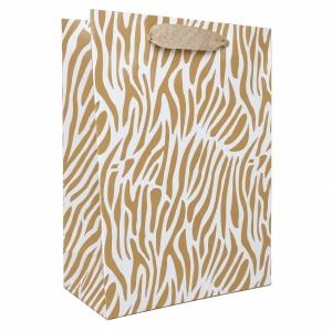 Pungă Cadou 18x10x23 cm din Carton Premium cu Șnur Textil, Model Leopard Auriu, Set 12 Bucăți, Pungi Cadou Elegante Angro KRM5351.T1