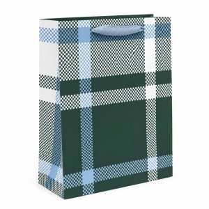 Pungă Cadou 26x12x32 cm, Model Carouri Bordo, cu Mâner Textil, KRM5358.1 - Img 2