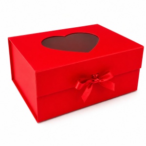 Cutie Cadou Pliabilă 39x28x17 cm cu Fereastră Inimă, Carton Rigid Premium, Panglică Satin și Stickere Autoadezive – KRM5197 - Img 8