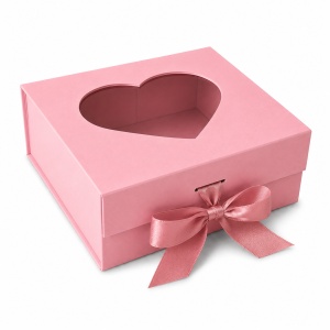 Cutie Cadou Premium 20x18x8 cm cu Fereastră Inimă și Fundă Satinată, , Culori Diverse KRM5193 - Img 7
