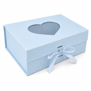 Cutie Cadou Premium 28 x 20 x 9 cm Pliabilă cu Fereastră Inimă și Închidere Magnetică – Multiple Culori Disponibile KRM5194 - Img 2