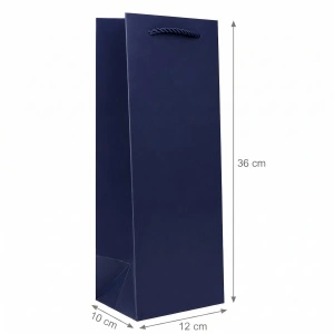 Pungă Cadou pentru Sticlă 12x10x36 cm din Carton Premium cu Șnur Textil, Set 12 Bucăți, Pungi pentru Vin, Șampanie și Băuturi Cadou Angro KRM5351.S - Img 5