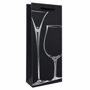 Pungă Cadou pentru Sticlă 17x9x35 cm din Carton Premium, Design Pahar Elegant, Pungă pentru Vin și Șampanie, Set 12 Bucăți, KRM5372.S - Img 2