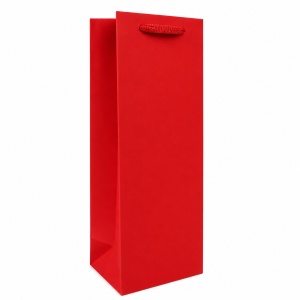Pungă Cadou Sticlă 11x9x35 cm, Uni cu Mâner Textil, 12 Buc/Set, Negru, Alb, Roșu sau Roz, KRM5351.8