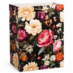 Pungă de Cadou 36.5 x 54 x 30 cm Premium Florală, Carton Gros cu Fund Dublu, Mânere Textile, Model Floral Elegant, Set 12 Bucăți - KRMP080.FLORAL - Img 4