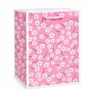Pungi Cadou 17.5 x 25.5 x 17 cm, Premium Florale, Carton Gros cu Fund Dublu, Set 4 Modele Diferite, Mânere Textile, Set 12 Bucăți – KRMP082.FLORAL