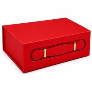 Cutie Cadou Premium Pliabilă 24x18x8 cm cu Închidere Magnetică, Mâner Decorativ și Accesorii Aurii, Carton Rigid Luxury – KRM5198 - Img 3