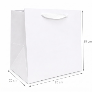 Pungă Cadou Lată 25x25x25 cm din Carton Premium, Culori Uni, Pungă pentru Cadouri Voluminoase, Set 12 Bucăți, KRM4667 - Img 5