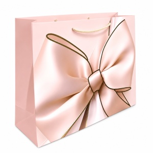 Pungi Cadou Premium - 60 x 40 x 22 cm - Mari din Carton Gros cu Fund Dublu, Set 12 Bucăți, 4 Modele Elegante cu Fundă Satinată, Mânere Textile Rezistente - KRMP075.FUNDA - Img 4