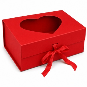 Cutie Cadou 31,5x24,5x12 cm Pliabilă cu Geam Inimă, Carton tare, Calitate Premium KRM5195 - Img 2