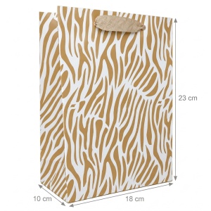 Pungă Cadou 18x10x23 cm din Carton Premium cu Șnur Textil, Model Leopard Auriu, Set 12 Bucăți, Pungi Cadou Elegante Angro KRM5351.T1 - Img 2