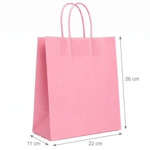 Pungă Cadou 22x11x26 cm din Hârtie Kraft Colorată, cu Mânere Răsucite din Hârtie, pentru Personalizare și Ambalare Cadouri, Set 12 Bucăți, KRM4714 - Img 7