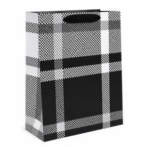Pungă Cadou 26x12x32 cm, Model Carouri Bordo, cu Mâner Textil, KRM5358.1 - Img 3