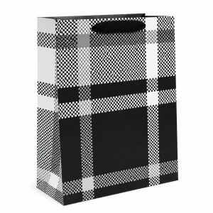 Pungă Cadou 26x12x32 cm, Model Carouri Bordo, cu Mâner Textil, KRM5358.1 - Img 3