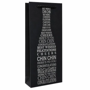 Pungă pentru Sticlă 17x9x35 cm din Carton Premium cu Șnur Textil și Inscripție Decorativă, Set 12 Bucăți, Pungi Cadou pentru Vin, Șampanie și Băuturi Angro KRM5372.1 - Img 3