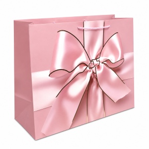 Pungi Cadou Premium - 60 x 40 x 22 cm - Mari din Carton Gros cu Fund Dublu, Set 12 Bucăți, 4 Modele Elegante cu Fundă Satinată, Mânere Textile Rezistente - KRMP075.FUNDA