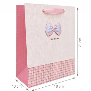 Pungă Cadou 18x10x23 cm din Carton Premium cu Fundă Decorativă și Șnur Textil, Set 12 Bucăți, Pungi Cadou Elegante Angro KRM5351.F - Img 3