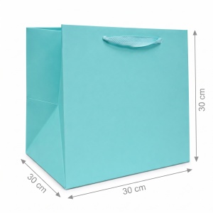 Pungă Cadou Lată 30x30x30 cm din Carton Premium, Culori Uni, Pungă pentru Cadouri Voluminoase, Set 12 Bucăți, KRM4691 - Img 5