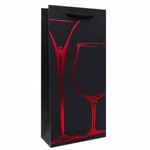 Pungă Cadou pentru Sticlă 17x9x35 cm din Carton Premium, Design Pahar Elegant, Pungă pentru Vin și Șampanie, Set 12 Bucăți, KRM5372.S - Img 3