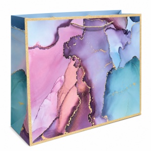 Pungi Cadou - 59 x 44 x 17 cm - Premium Mari din Carton Gros cu Fund Dublu, Set 12 Bucăți, 4 Modele Abstracte cu Accente Aurii, Mânere Textile Rezistente – KRM5368A - Img 3