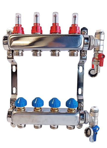 Distribuitor pardoseala inox cu debitmetre 1 1/4”X3/4” Heko