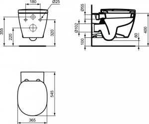 E803501 Vas wc suspendat Ideal Standard Connect schita tehnica