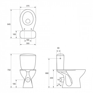 k08-028-ex3 Set wc stativ compact Cersanit President cu rezervor si capac schita tehnica 