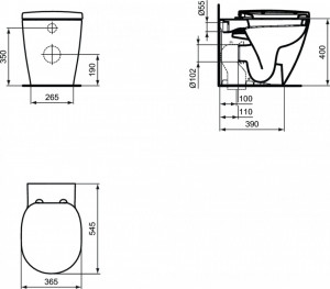 E803401 Vas wc stativ Connect Ideal Standard lipit de perete  schita tehnica 
