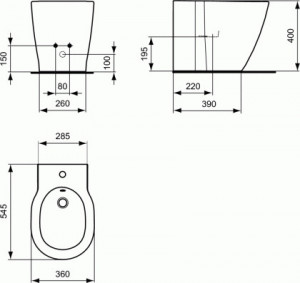 E799501  Bideu stativ Ideal Standard Connect schita tehnica