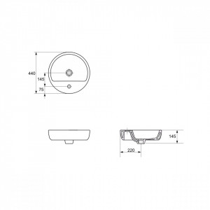Lavoar pe blat Cersanit Caspia rotund, 44 cm - Img 2