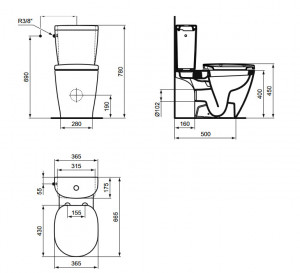 Set complet vas wc cu rezervor Arc si capac Connect Ideal Standard - Img 2