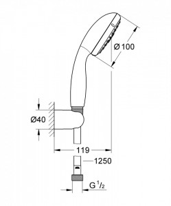 27799000 Set dus Grohe New Tempesta 100 fara bara schita tehnica 