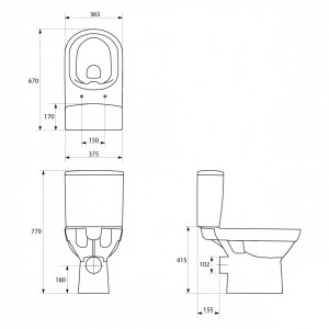 Set wc stativ compact Cersanit City CleanOn cu rezervor si capac slim cu Soft-close si demontare rapida - Img 2
