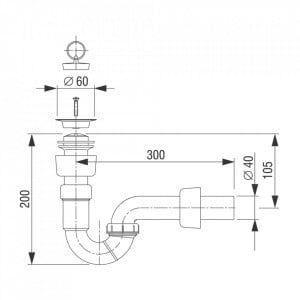 Sifon pentru bideu Fluidmaster Liv 196029 schita tehnica 