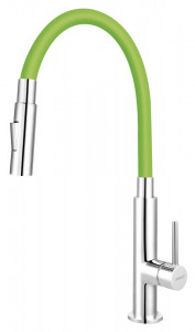 BZA43G VERDE  Baterie bucatarie Ferro Zumba Slim 2F cu pipa flexibila