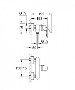32837000 Baterie dus Grohe Eurosmart Cosmopolitan schita tehnica 