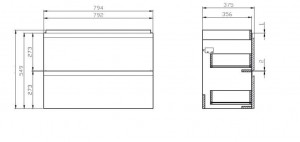 schita tehnica mobilier moduo slim 80 cm cersanit 