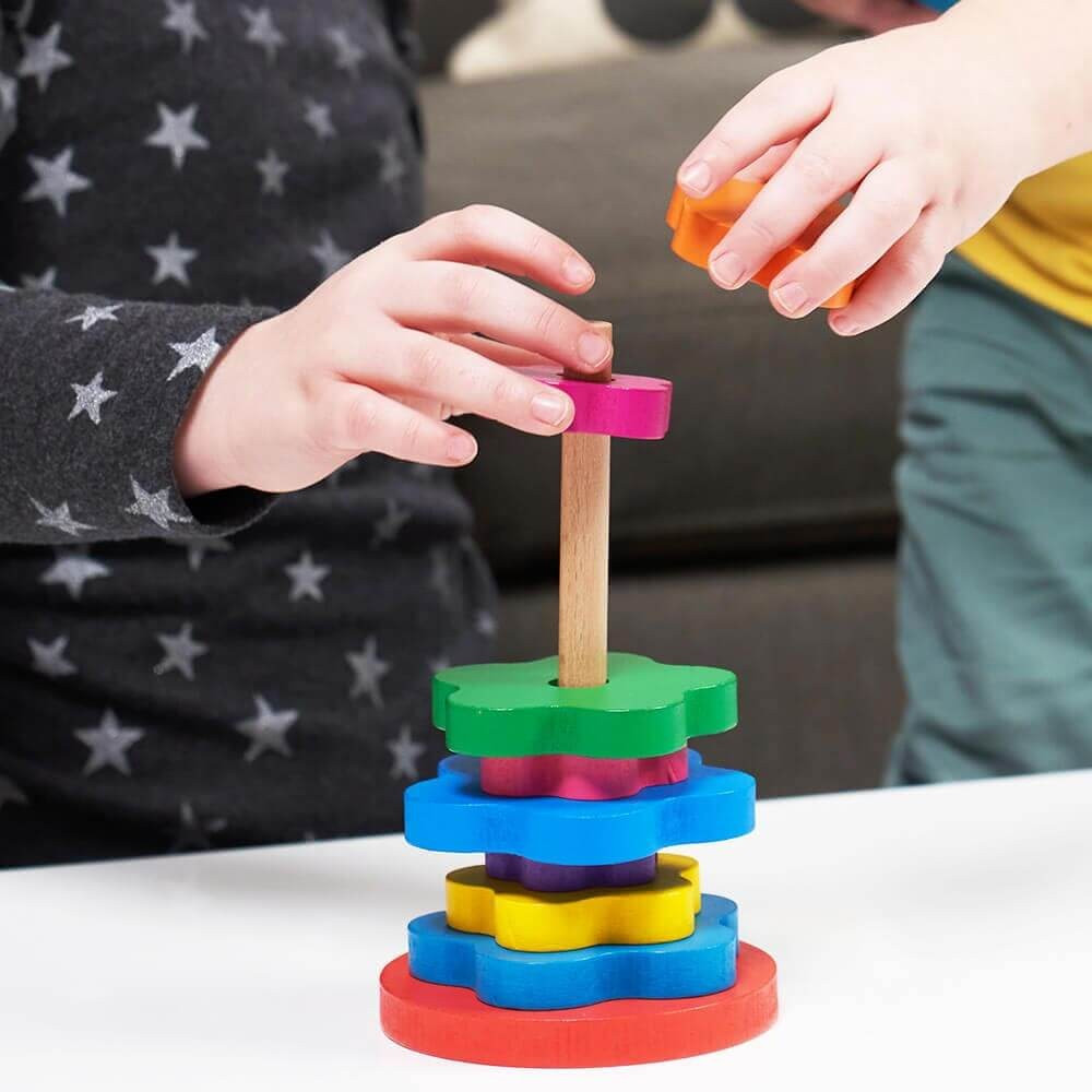 Wooden Puzzle Board  Geometric Stacking Toy