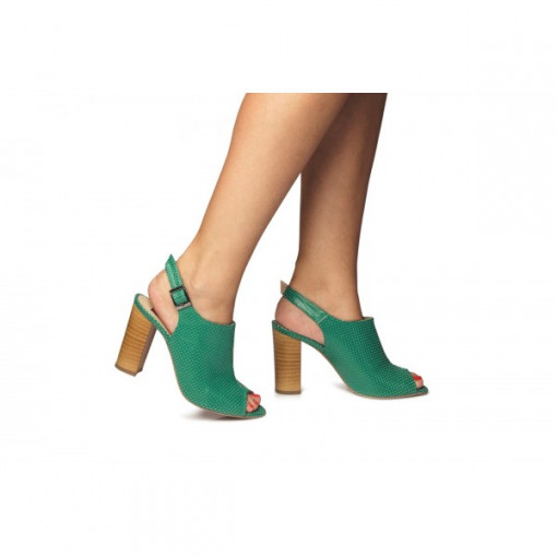 Sandale din piele naturala - verde CA14