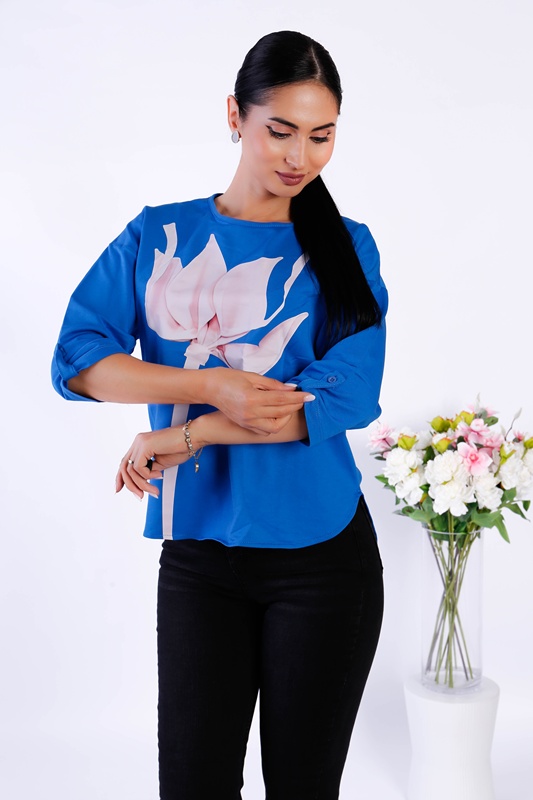 Bluza dama Irina oversize albastra - 1 | YEO