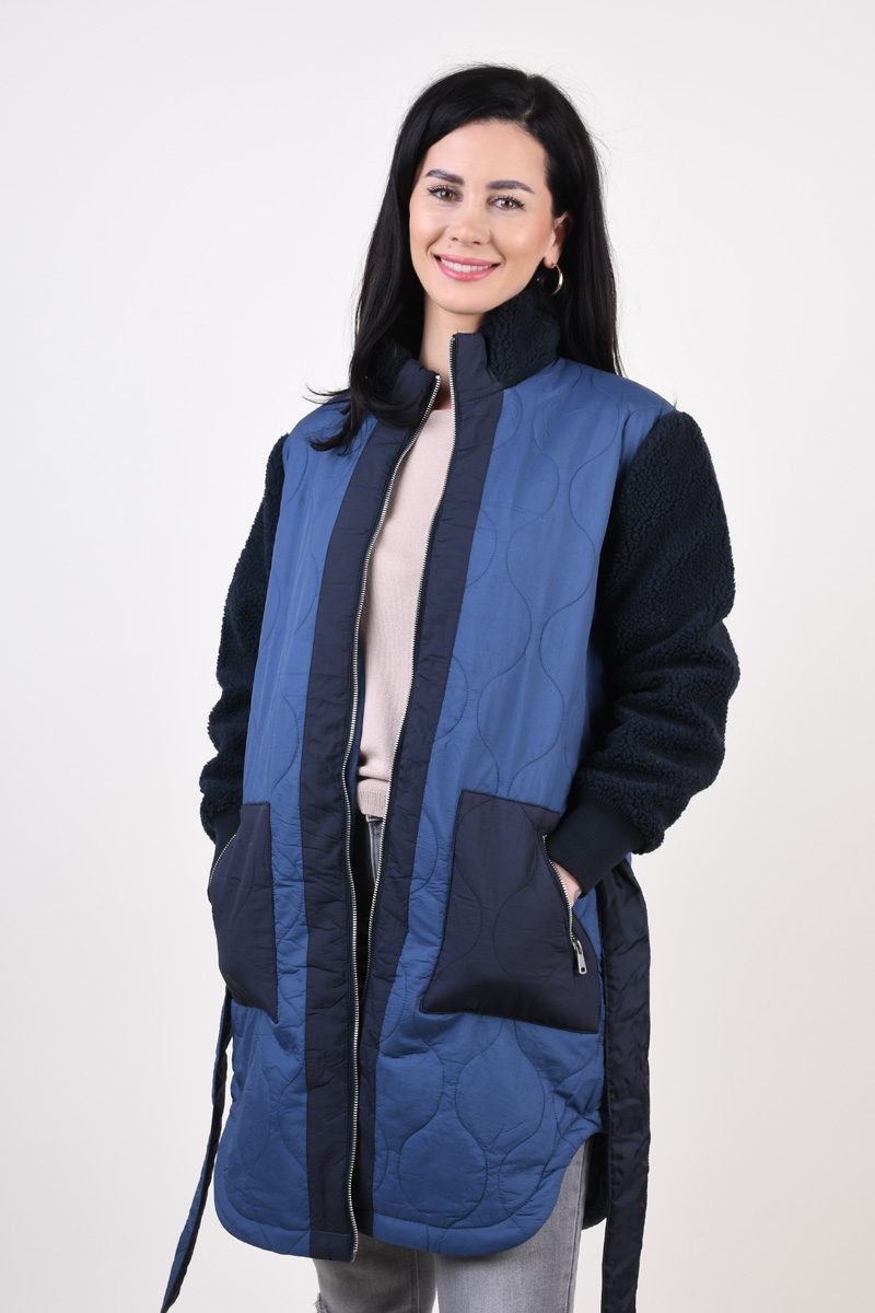 Geaca dama Only bleumarin impermeabila cu buzunare laterale - 1 | YEO