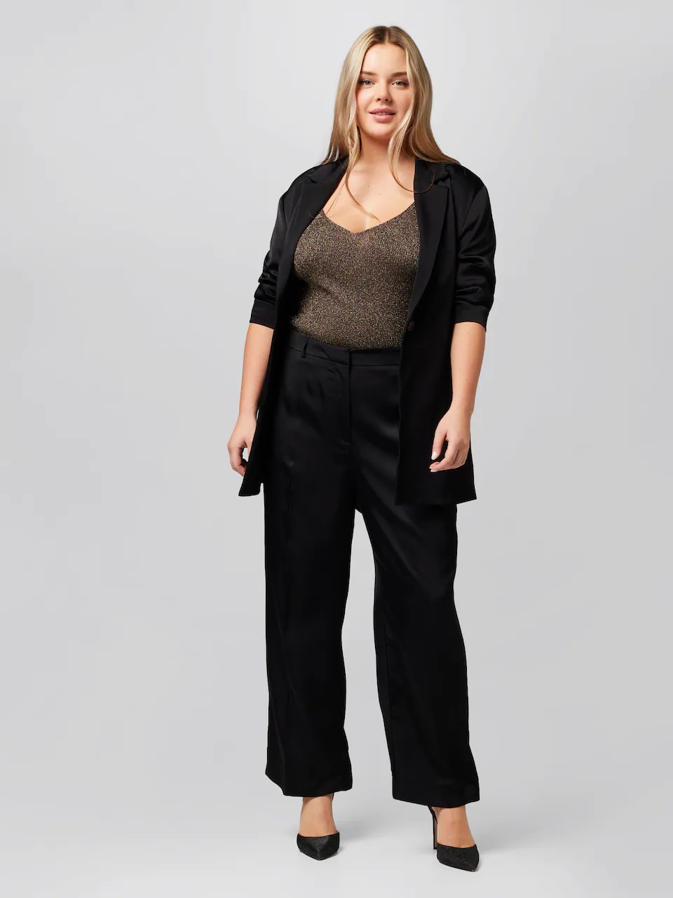 Pantaloni dama Largi cu dunga Maggie\'A LOT LESS pe Negru